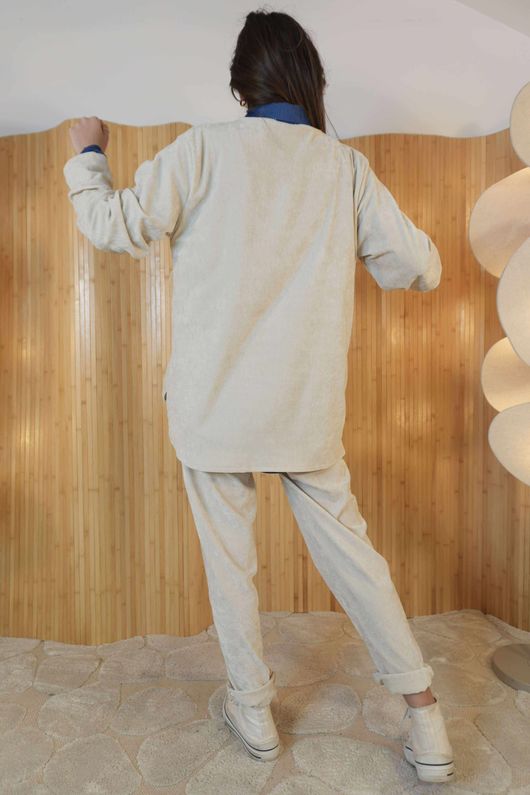 Drift Stretch Velour Top Stone